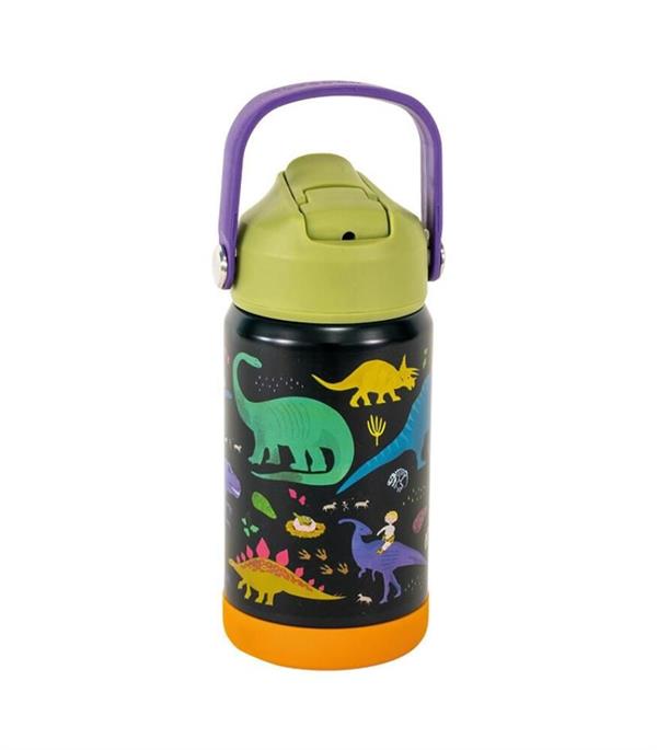 Floss & Rock Paslanmaz Çelik Pipetli Suluk / Dino