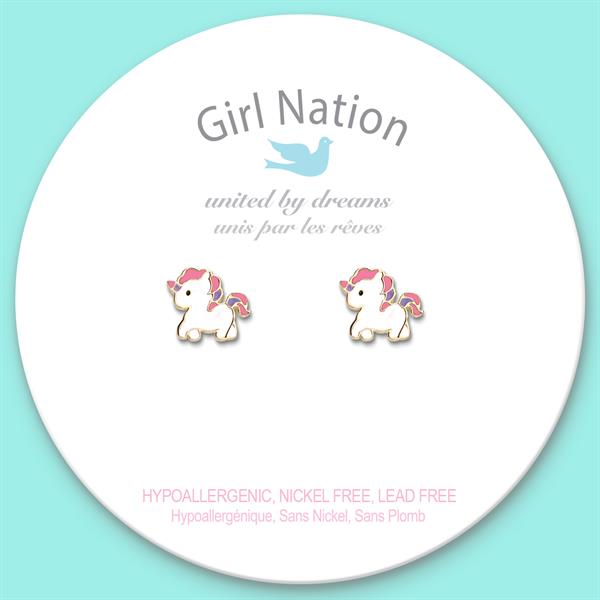 Girl Nation İğneli Küpe - Magical Unicorn