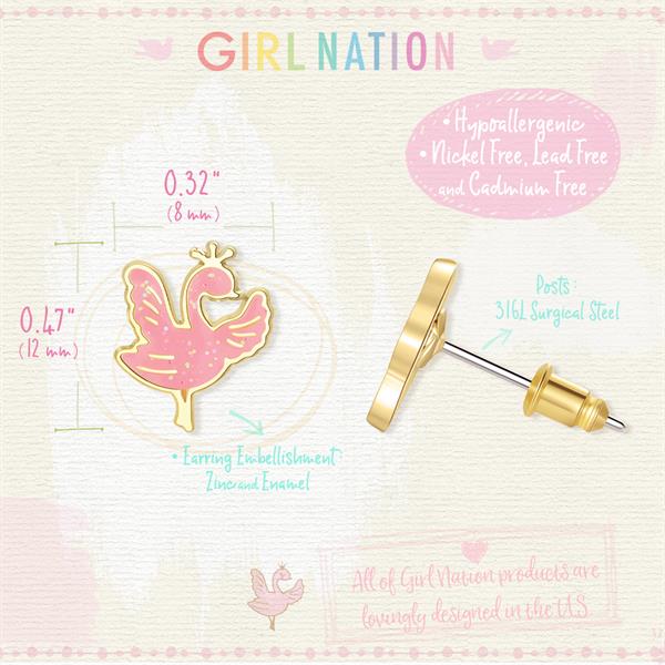 Girl Nation İğneli Küpe - Sparkly Swan