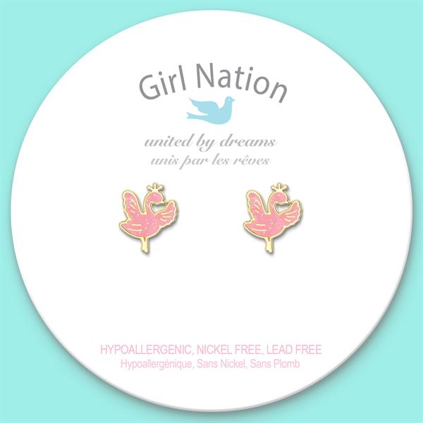 Girl Nation İğneli Küpe - Sparkly Swan