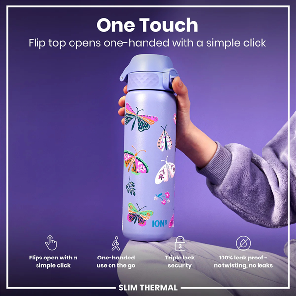 ION8 - İnce Su Termosu - Kelebekler - 500 ml - Sızdırmaz