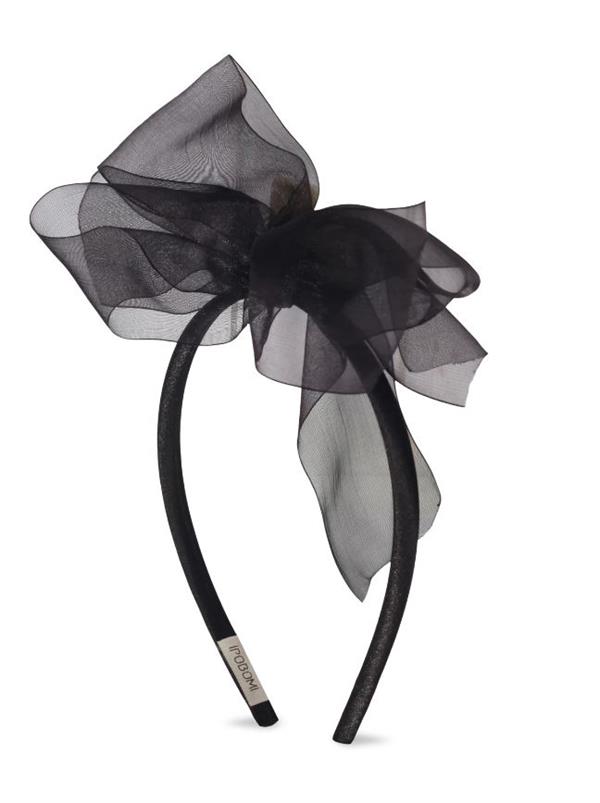 İpobomi Organze Fiyonk Taç Siyah