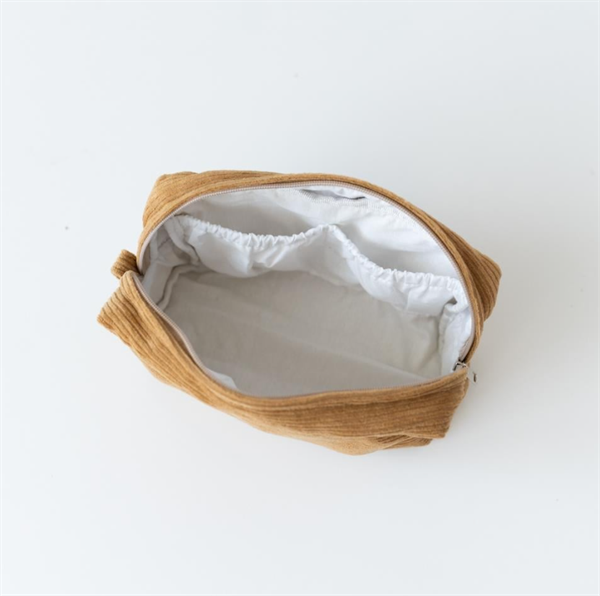 Kadife Organizer Nakışlı Çanta Kahverengi