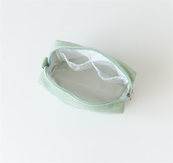 Kadife Organizer Nakışlı Çanta Mint