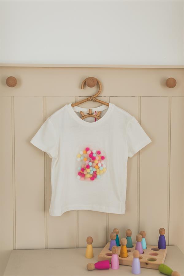 La Pomponnette Ponponlu T-shirt Perla