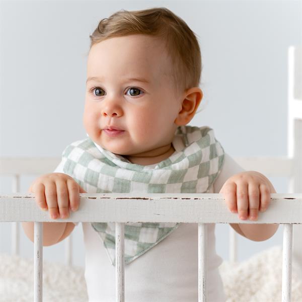 Mama Yoyo %100 Organik Müslin Üçgen Mama Önlüğü Çift kat Müslin Mint Dama