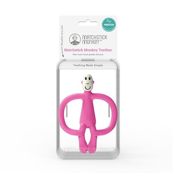 Matchstick Monkey Silikon Diş Kaşıyıcı- Fuşya