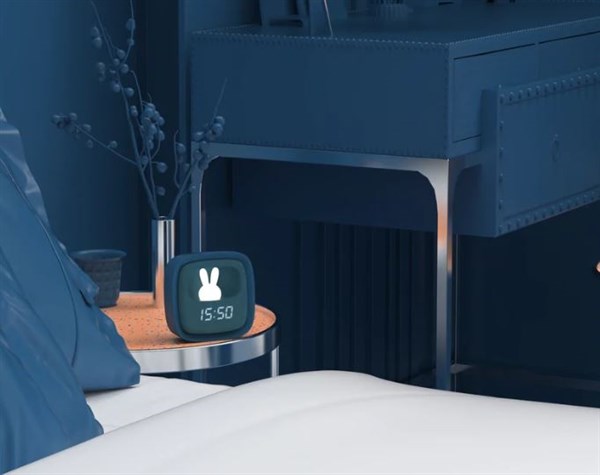 Mob Mavi Tavşan Çocuk Odası Saati ve Gece Lambası