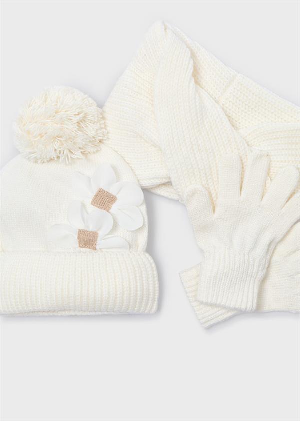 Mayoral Çiçekli Şapka Seti Krem