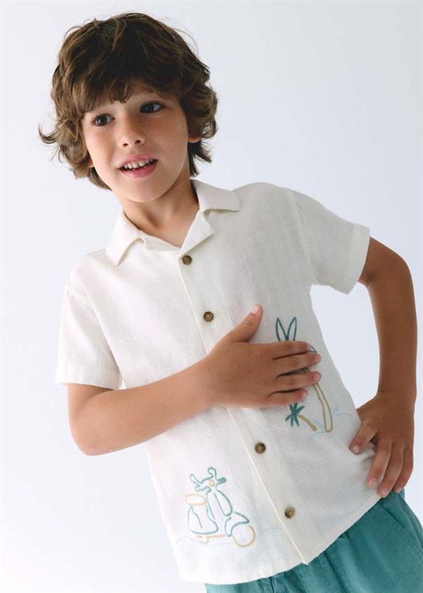 Mayoral Nakışlı Gömlek Krem