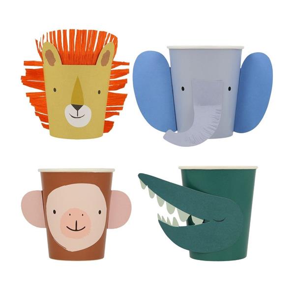 Meri Meri - Animal Parade Character Cups - Hayvan Geçit Töreni Bardaklar - 8li