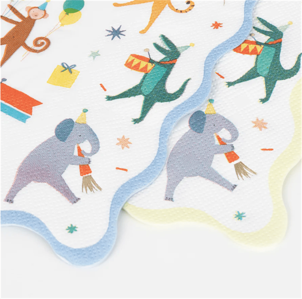 Meri Meri - Animal Parade Large Napkins - Hayvanlar Geçit Töreni Peçeteler 16lı