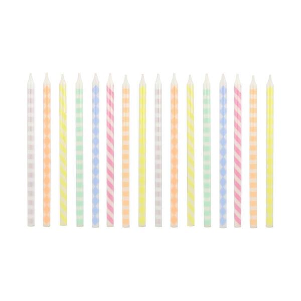 Meri Meri - Desenli Pastel Mumlar - 16 Adet