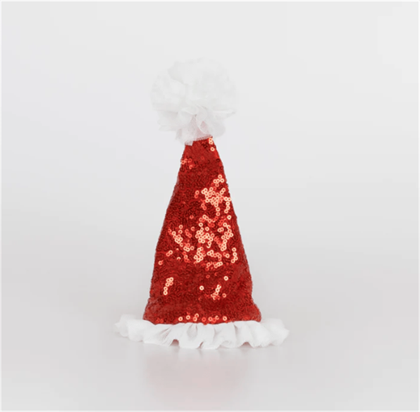 Meri Meri - Sequin Santa Hat Hair Clip - Noel Baba Şapkası Toka