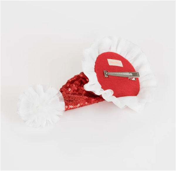 Meri Meri - Sequin Santa Hat Hair Clip - Noel Baba Şapkası Toka