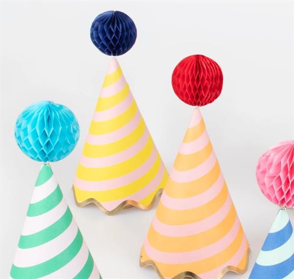 Meri Meri - Stripe Party Hats - Çizgili Parti Şapkaları 8li