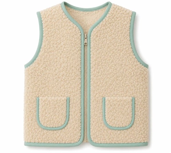 Miela Kids Camper Patchwork Peluş Yelek - Bej Bej