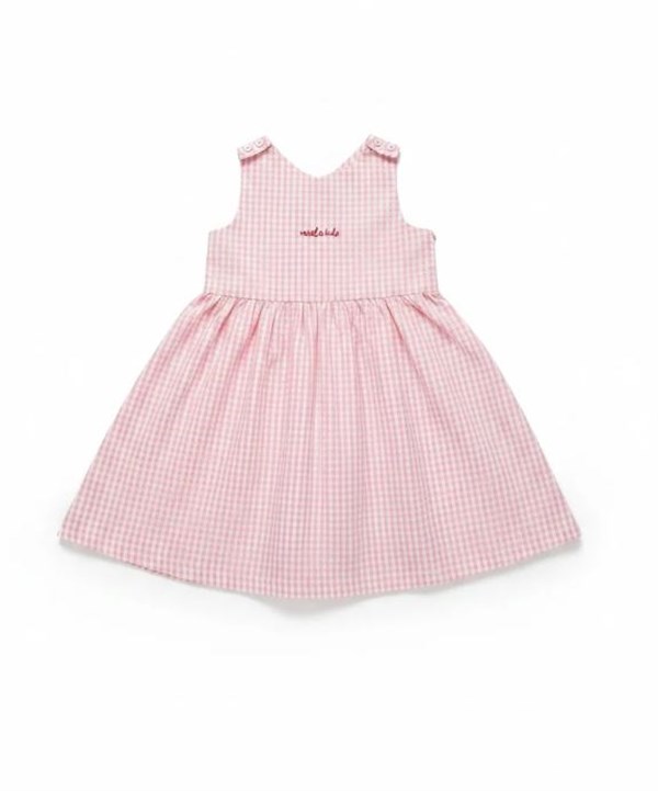 Miela Kids Cherry Pink Plaid Elbise STD