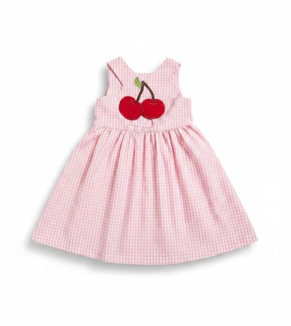 Miela Kids Cherry Pink Plaid Elbise STD