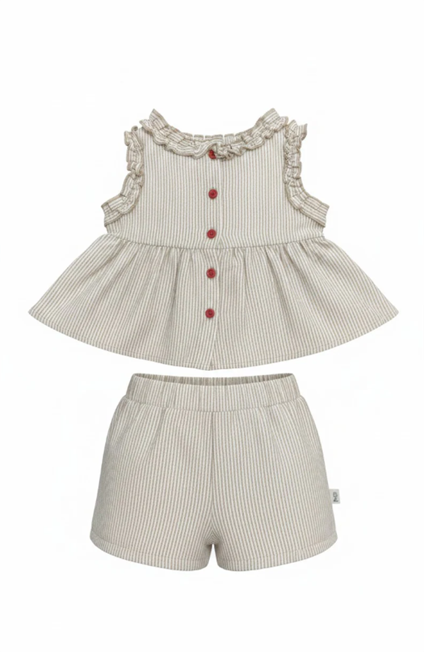 Miela Kids Fırfırlı Cherry Bluz ve Şort Takım STD