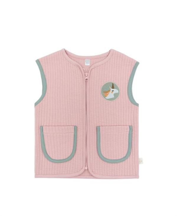 Miela Kids Kontrast Biyeli Kapitone Yelek - Somon STD