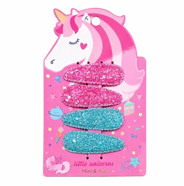 Mini & Kids 4lü Unicorn Glitter Klips Toka- Fuşya