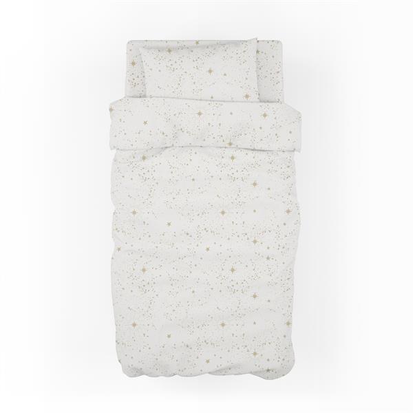 MiniJoyHub Bebek Nevresim Takımı Beyaz Üzeri Bej Yıldızlı