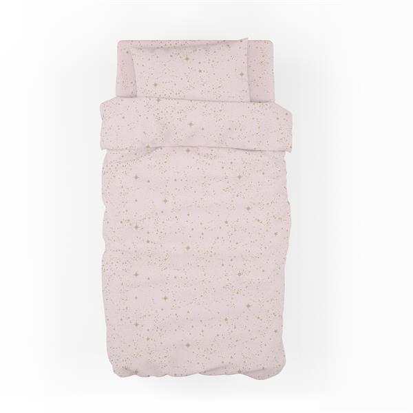 MiniJoyHub Bebek Nevresim Takımı Pembe Üzeri Bej Yıldızlı