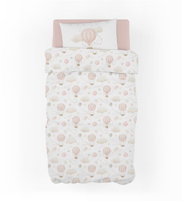 MiniJoyHub Bebek Nevresim Takımı Pembe Uçan Balon