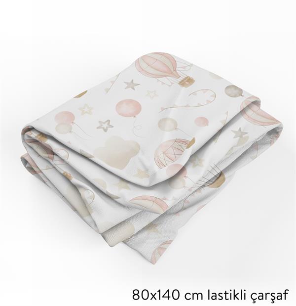 MiniJoyHub Çarşaf Ve Yastık Kılıfı Pembe Uçan Balon