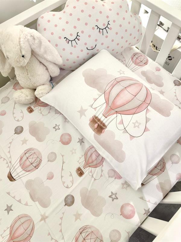 MiniJoyHub Çarşaf Ve Yastık Kılıfı Pembe Uçan Balon