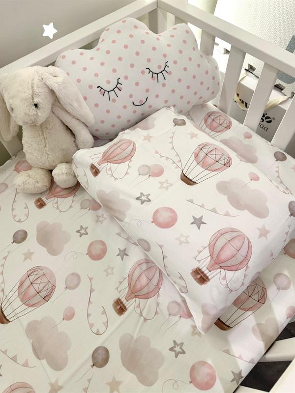 MiniJoyHub Çarşaf Ve Yastık Kılıfı Pembe Uçan Balon