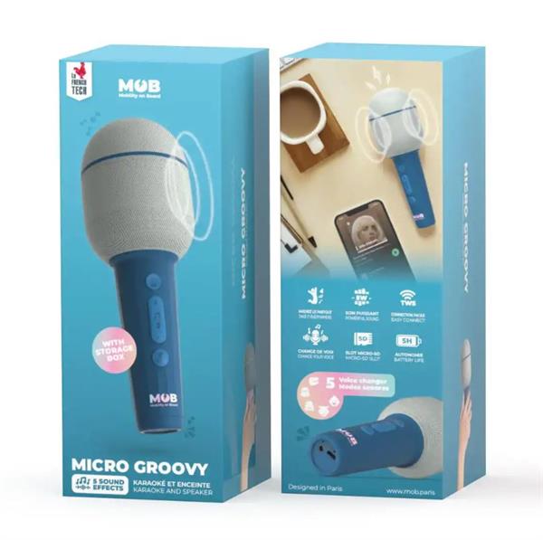 Mob 5 Farklı Eğlenceli Ses Efektli Karaoke Mikrofon ve Bluetooth Hoparlör - Mavi