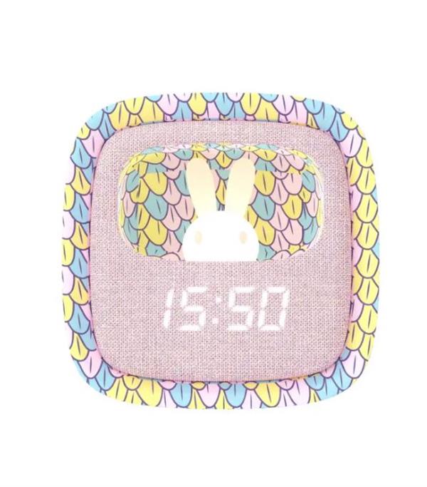 Mob Deniz Kızı Desenli Tavşan Çocuk Odası Saati ve Gece Lambası