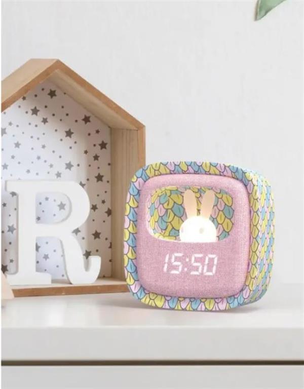 Mob Deniz Kızı Desenli Tavşan Çocuk Odası Saati ve Gece Lambası