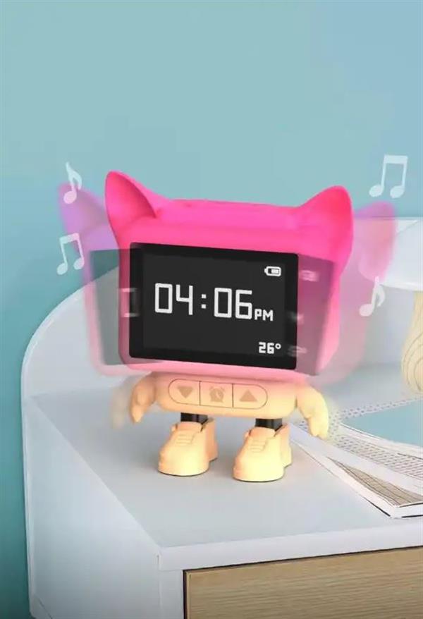 Mob Eğlenceli Dans Eden Pembe Bluetooth Hoparlör ve Çalar Saat