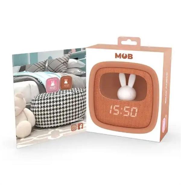 Mob Karamel Tavşan Masaüstü Saati ve Gece Lambası