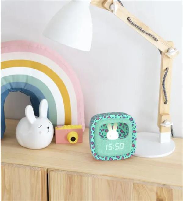 Mob Leopar Desenli Tavşan Çocuk Odası Saati ve Gece Lambası