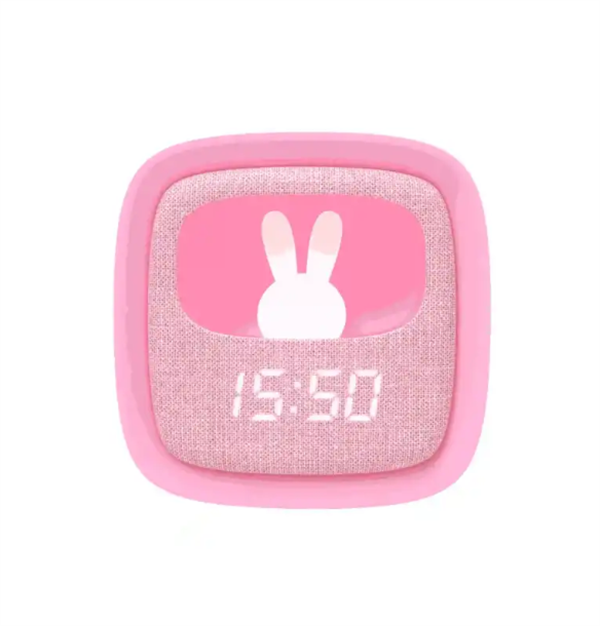 Mob Şeker Pembe Tavşan Masaüstü Saati ve Gece Lambası