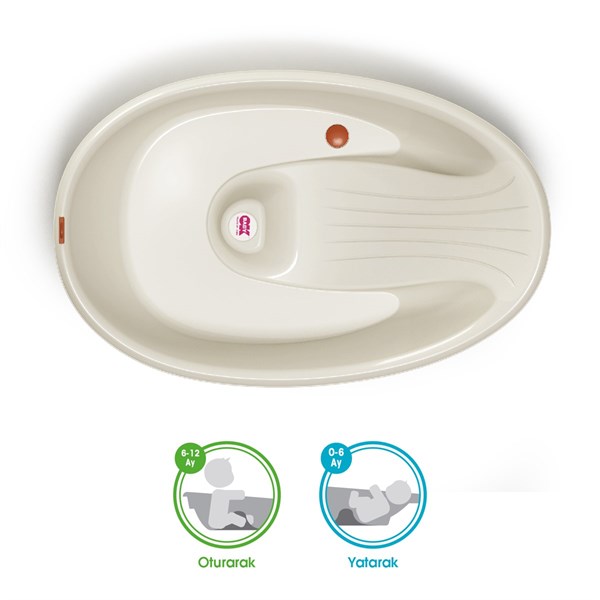OkBaby Bella Çift Yönlü Banyo Küveti 0-12 ay & Splash Bebek Duşu & Doğal Banyo Süngeri No.10 / Beyaz