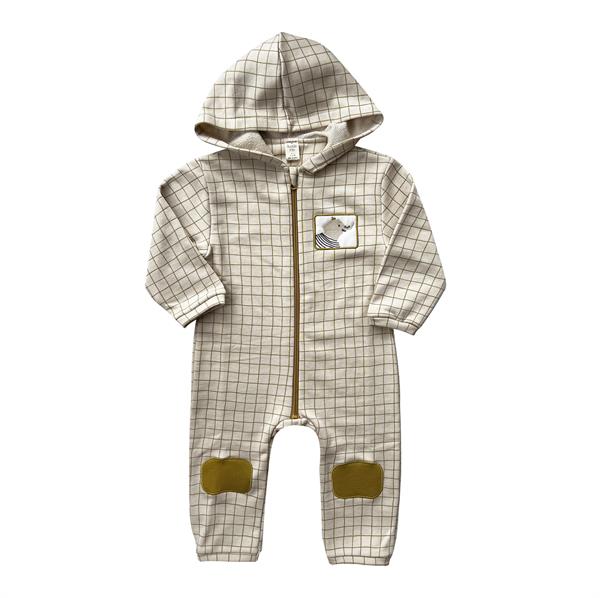 Olive Oil Checked Kapüşonlu Tulum STD