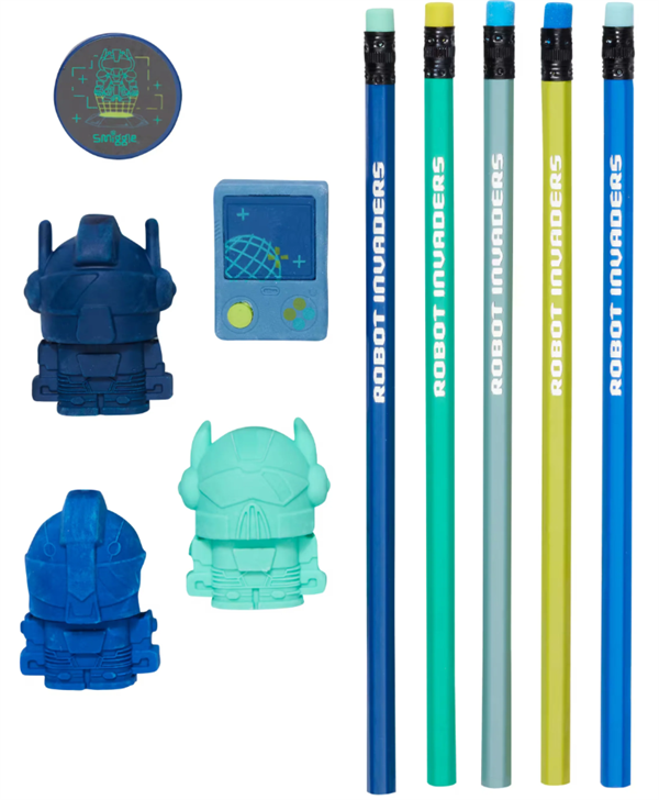 Smiggle - Vision Silgi ve Kalem Seti Robot Invaders