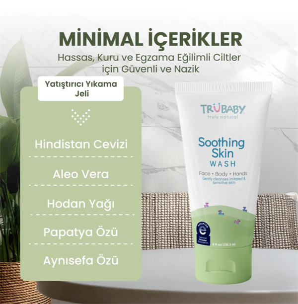 TruBaby Egzama Eğilimli Ciltler için Yatıştırıcı Yüz ve Vücut Yıkama Jeli