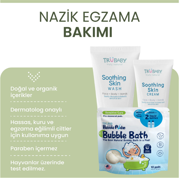 TruBaby Egzama Eğilimli Ciltler için Yatıştırıcı Yüz ve Vücut Yıkama Jeli