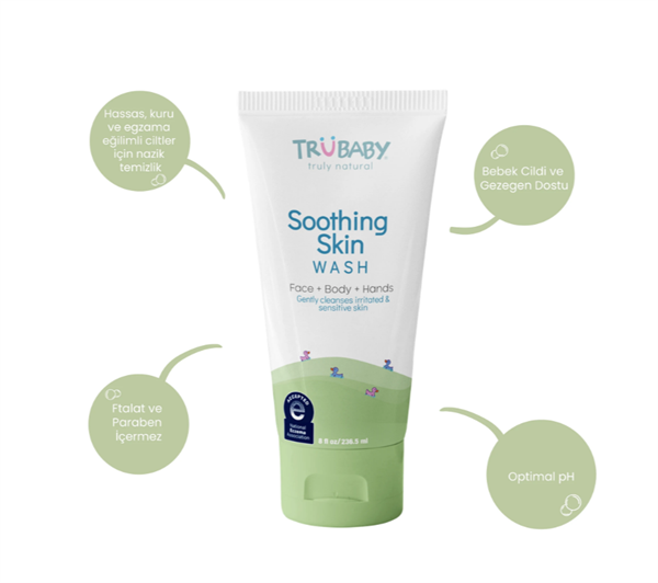TruBaby Egzama Eğilimli Ciltler için Yatıştırıcı Yüz ve Vücut Yıkama Jeli