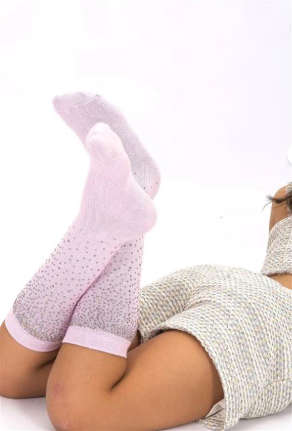 Ütopya Taşlı Dizaltı Çorap Açık pembe