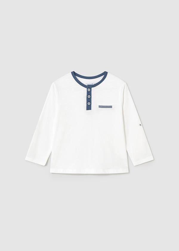 Beyaz Mavi Uzun Kollu Elbise STD