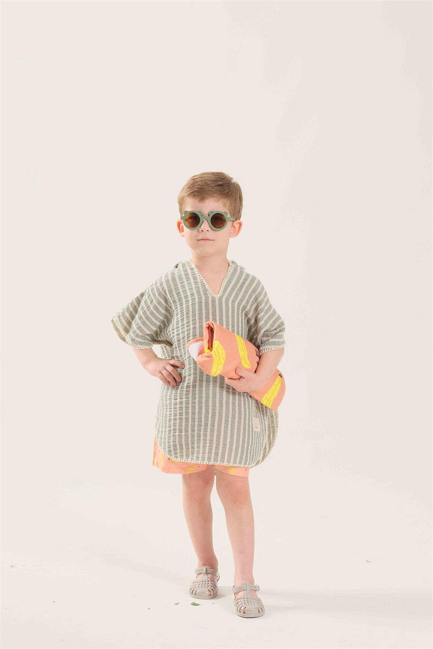 Çizgili Müslin Panço - Mint STD