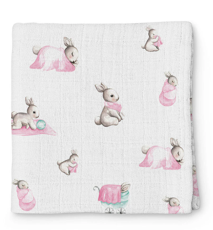 Deux Lapins Müslin Örtü 100X100 Pembe bebe lapin