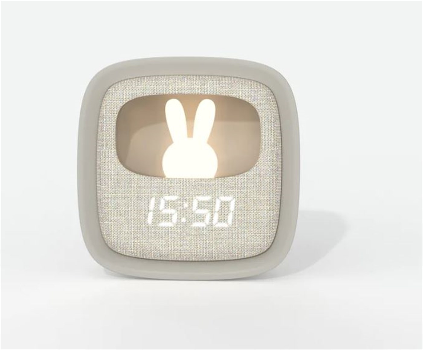 Gri Tavşan Çocuk Odası Saati ve Gece Lambası